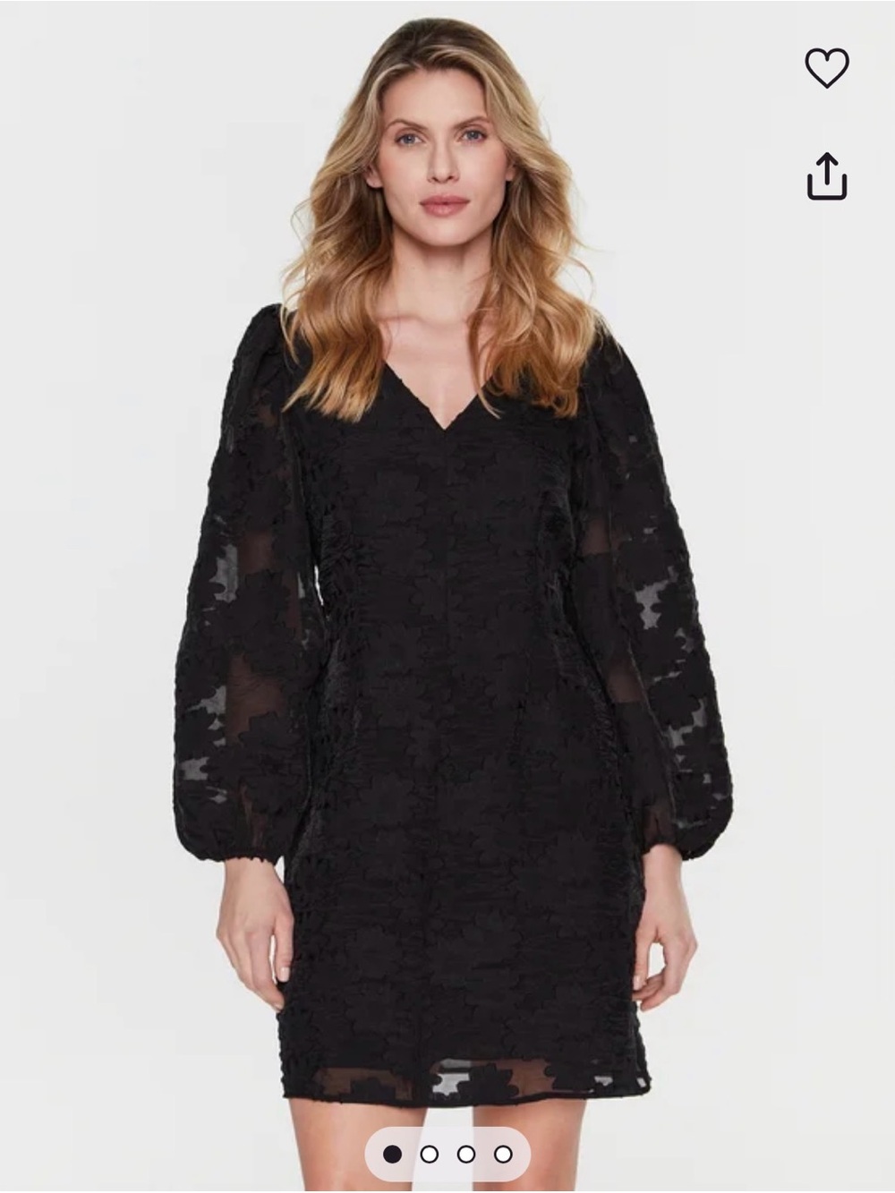 SAMSOE Anai Black Textured V-Neck Mini Dress
